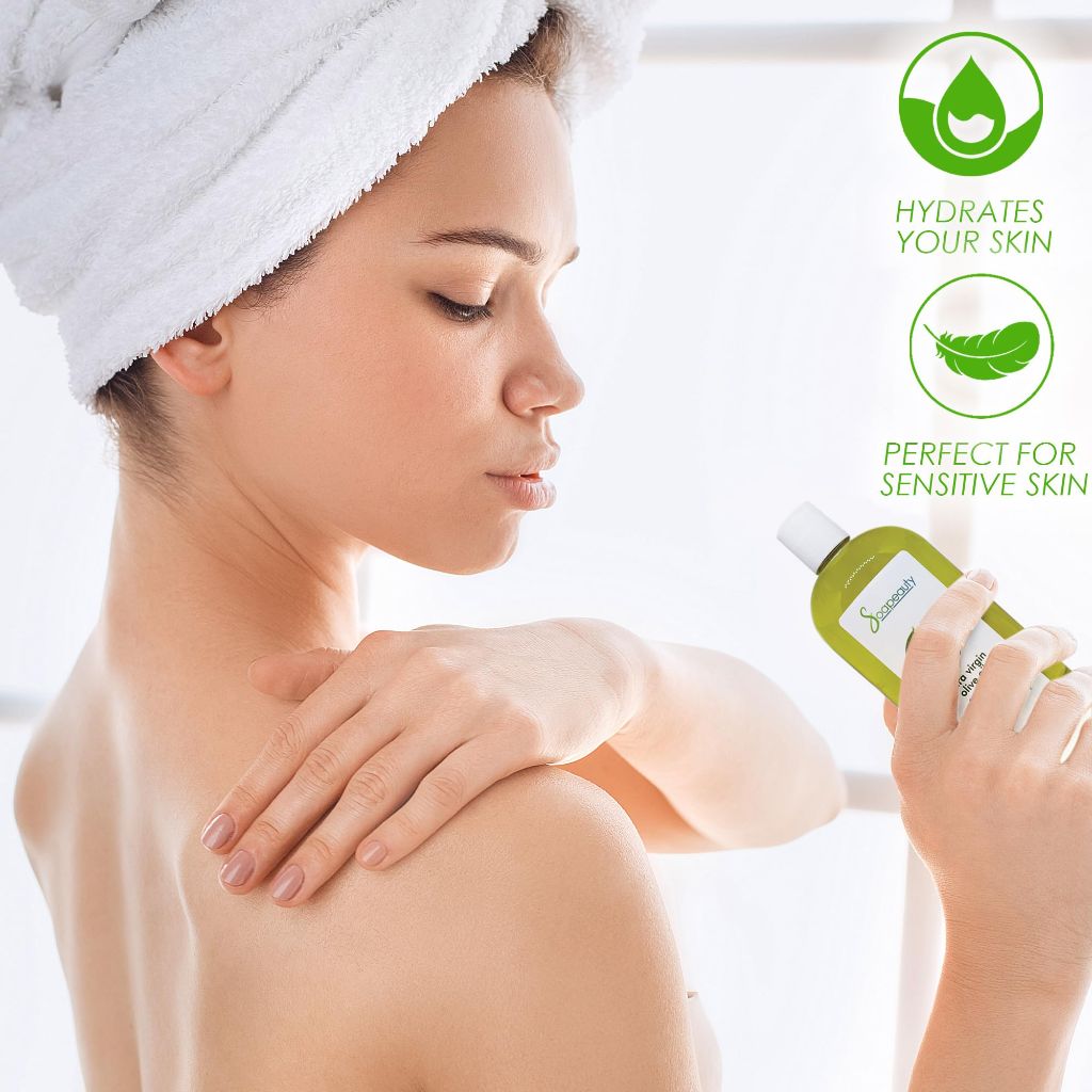 Soapeauty Extra Virgin Olive Oil | 100% Pure & Natural Unrefined Cold-Pressed Carrier Oil - 64 Fl Oz