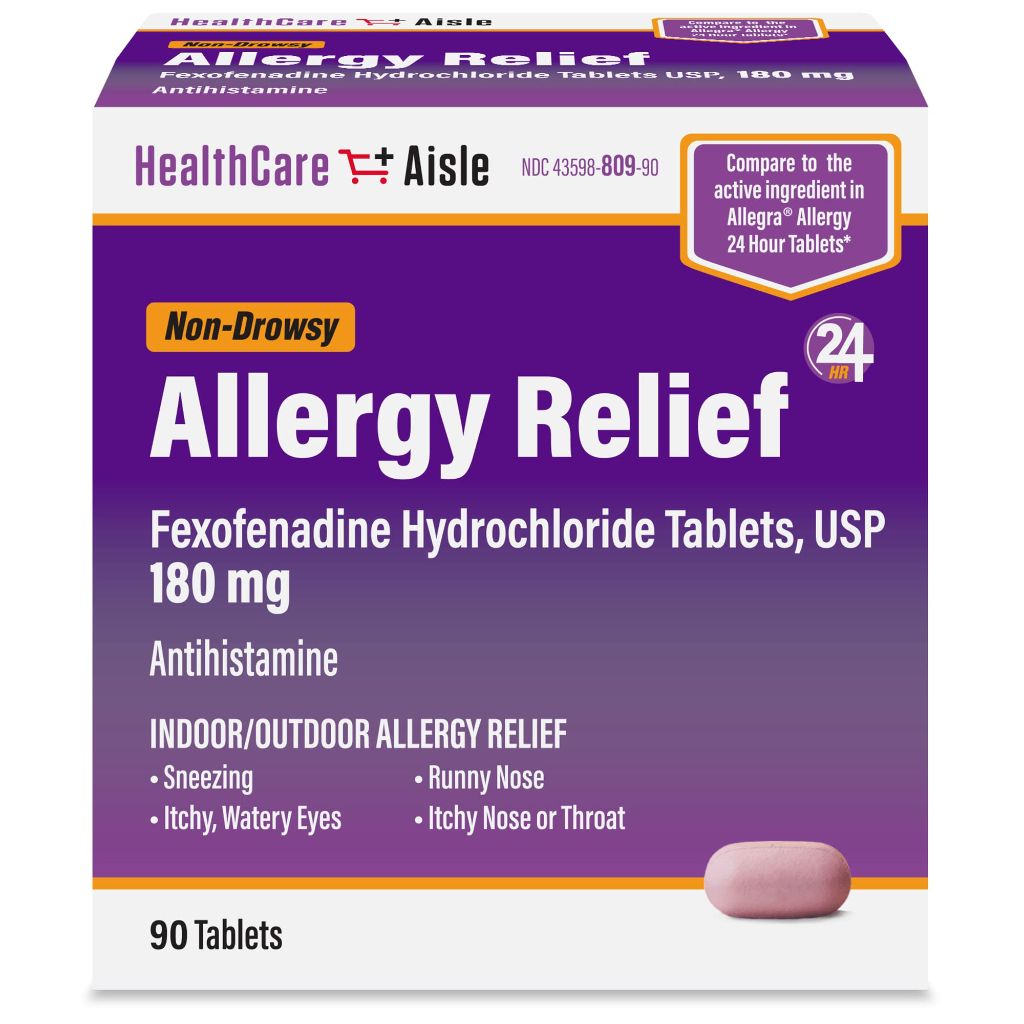 HealthCareAisle Non-Drowsy Allergy Relief Fexofenadine HCl 180 mg - 90 Tablets