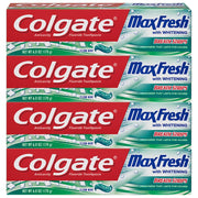 Colgate Max Fresh Whitening Toothpaste with Breath Strips - Clean Mint, 6oz (4 Pack)