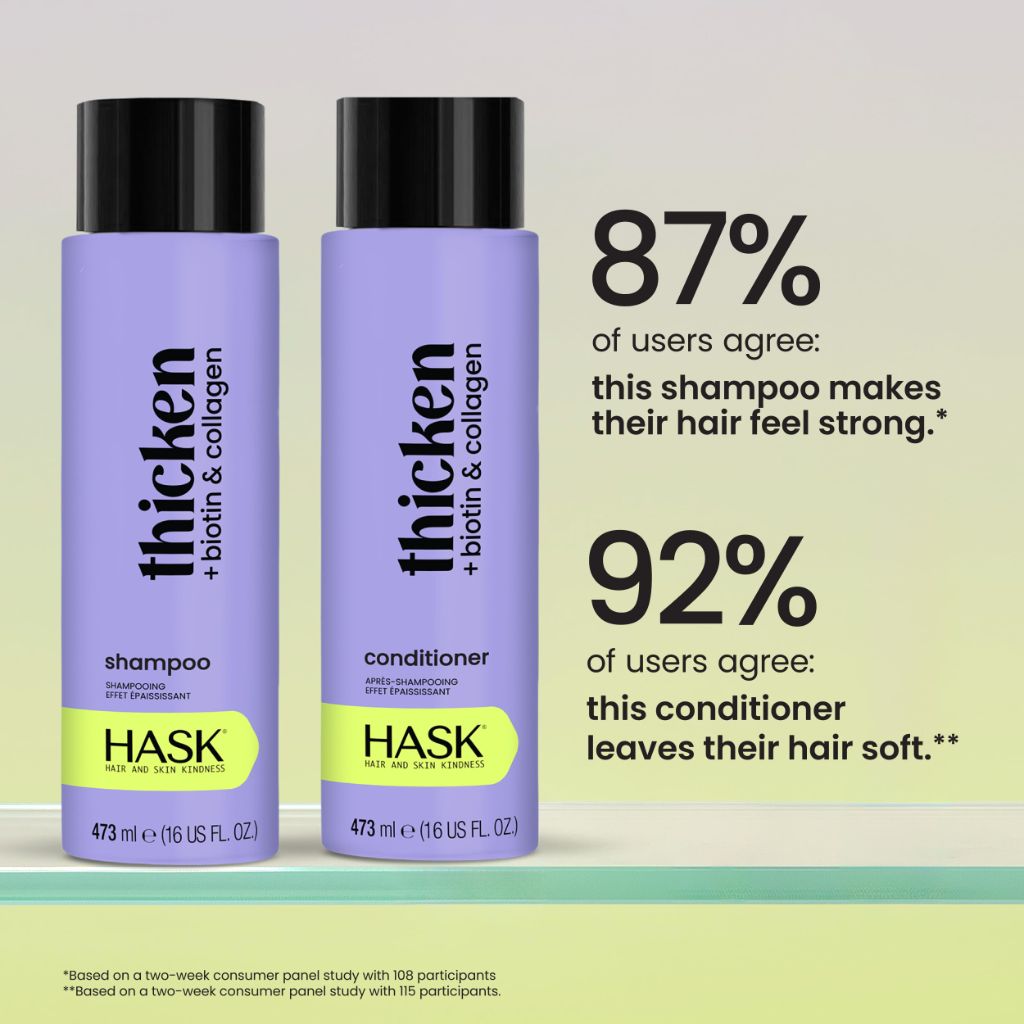 HASK Thicken + Biotin &  Collagen  Shampoo + Conditioner Set, 16 fl. oz.