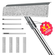 Window Squeegee Tool with Extension Pole, 3 Microfiber Cloths, and Screen Brush