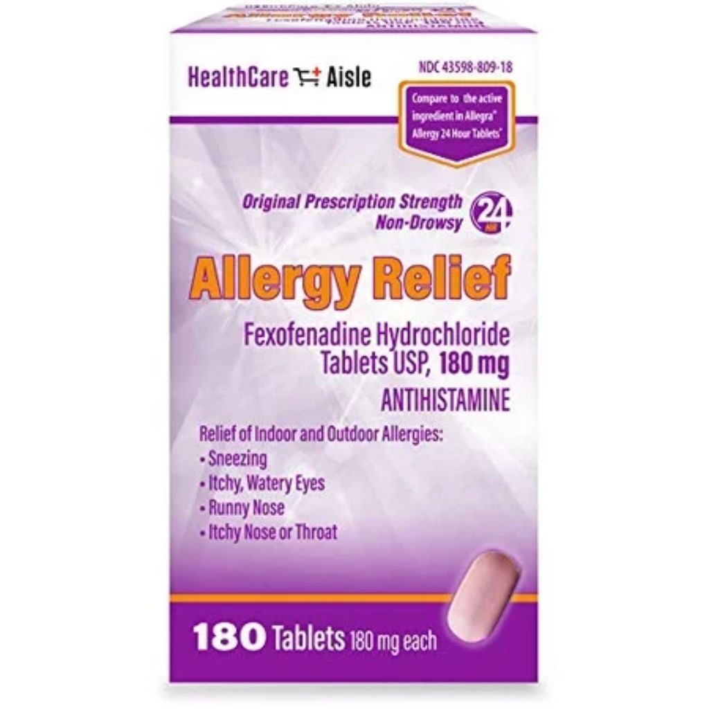 HealthCareAisle Allergy Relief Fexofenadine Hydrochloride Tablets.