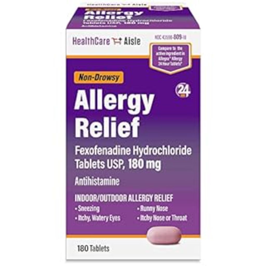 HealthCareAisle Allergy Relief Fexofenadine Hydrochloride Tablets.
