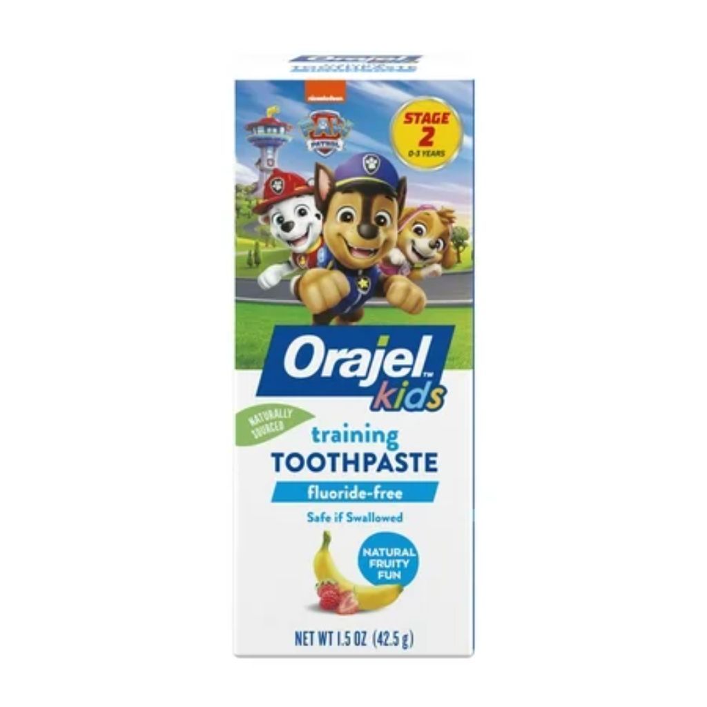 Orajel Kids Paw Patrol Training Toothpaste, Fluoride-Free - Natural Fruity Fun Flavor, 1.5 oz