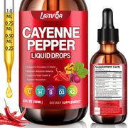 Cayenne Pepper Liquid Drops - Vegan, Non-GMO, High Absorbed Gentle Formula - 2 OZ