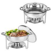 IMACONE Chafing Dish Buffet Set of 2, 5QT Round Stainless Steel Chafer for Catering in Glass Lid