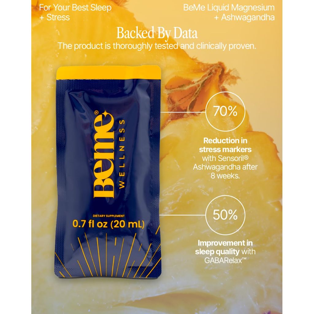 BeMe Magnesium Drink for Sleep - Melatonin-Free Magnesium for Sleep with Ashwagandha,  - 15 Sachets