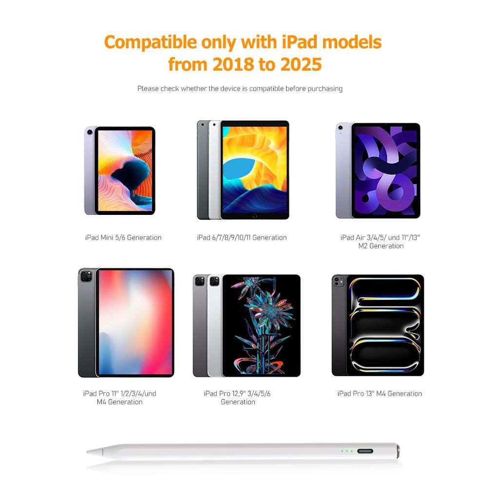 GlowPlayX Stylus Pen for iPad 2018–2025 - White