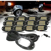 Winunite 12 Pods Quick Connect White Rock Lights, 4M Extension Wires Each Light, 15 SMD Chips, High Adhesive Stickers, 6000K Pure White, IP67 Waterproof, Fit for Trucks Trailer SUV ATV UTV
