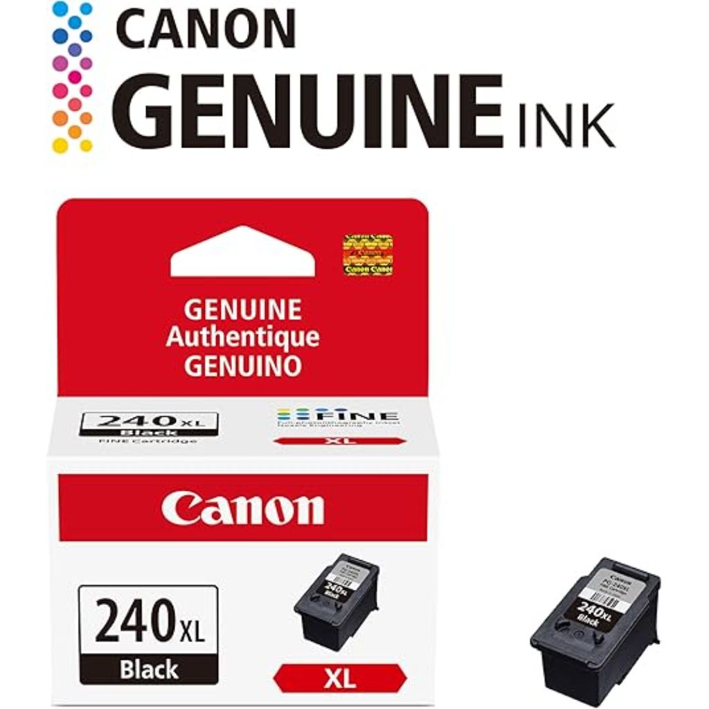 Canon PG-240 XL Genuine Black Ink Cartridge, Compatible with MG2120/3120/4120, MX512/432/472/372/392/522/532/452, MG2220/3220/4220/3520/3620, TS5120