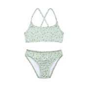 SZ 5 Gottex Kids Ditsy Dream Textured Criss Cross Strap Swim Set - Green