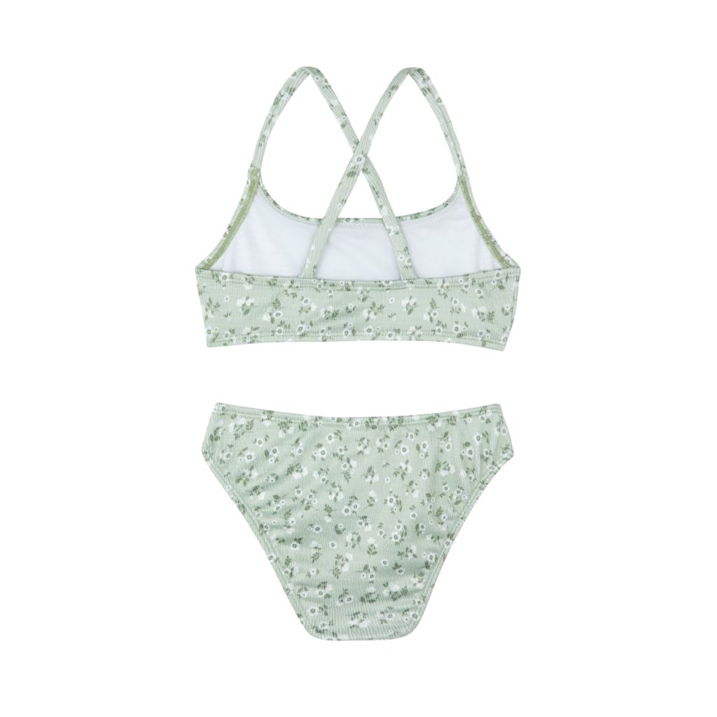 SZ 5 Gottex Kids Ditsy Dream Textured Criss Cross Strap Swim Set - Green