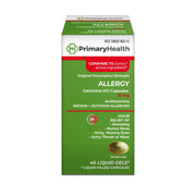 Primary Health Allergy Cetirizine HCI Capsules, 10mg Soft gel, 40 Count