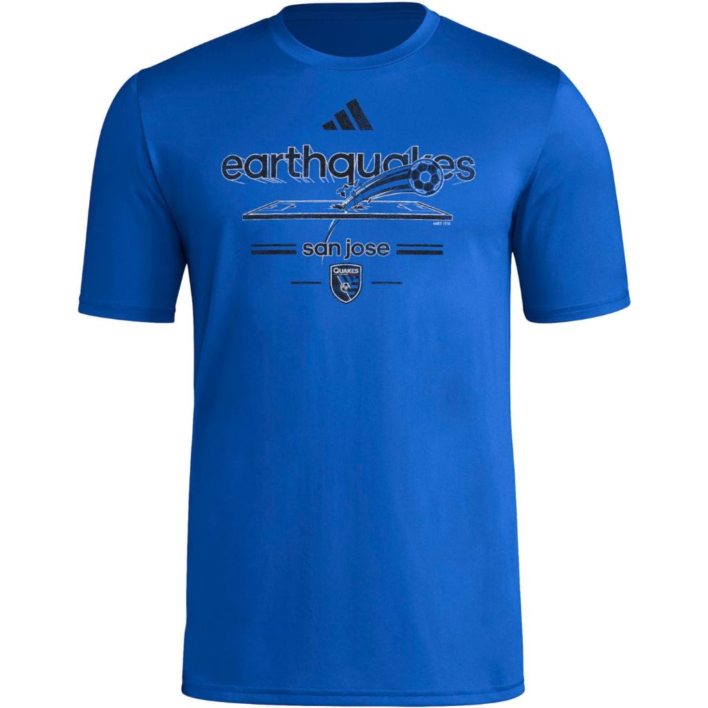 adidas Men's MLS Pre-Game Short Sleeve T-Shirt - San Jose Earthquakes, Royal Blue (Small)