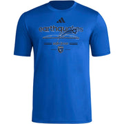 adidas Men's MLS Pre-Game Short Sleeve T-Shirt - San Jose Earthquakes, Royal Blue (Small)