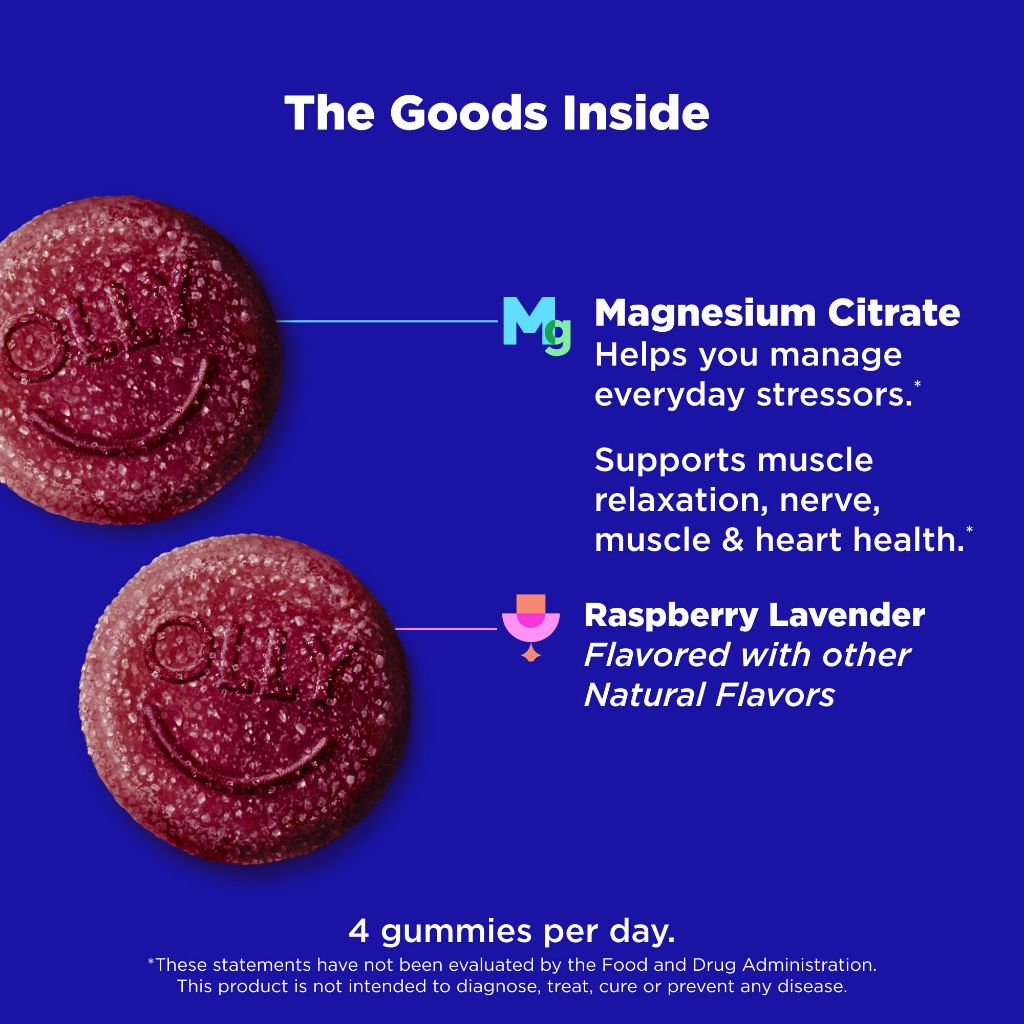 OLLY Relaxing Magnesium Gummies - Raspberry Lavender, 120ct.