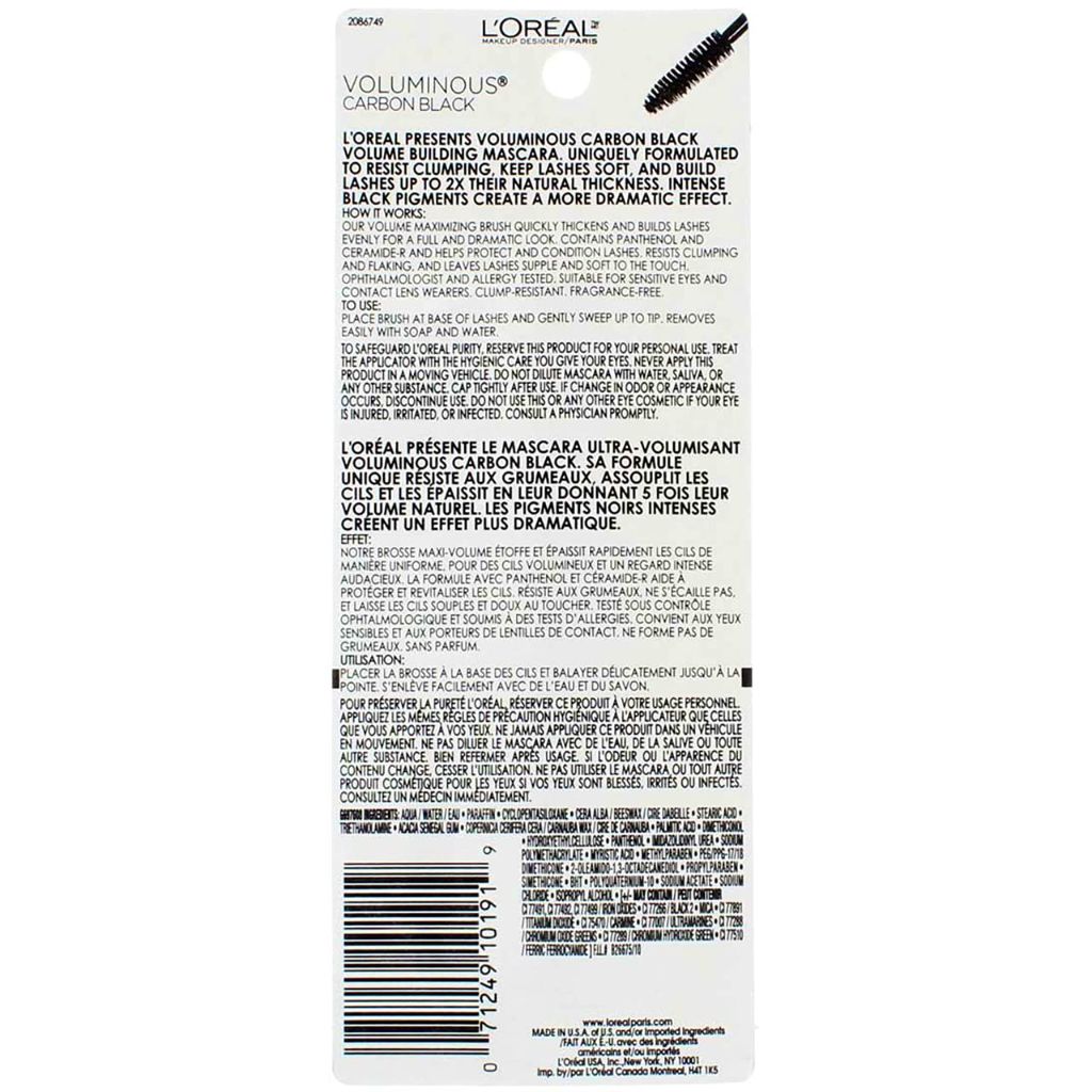 L'Oreal Paris Voluminous Original Carbon Black Mascara, 0.28 oz