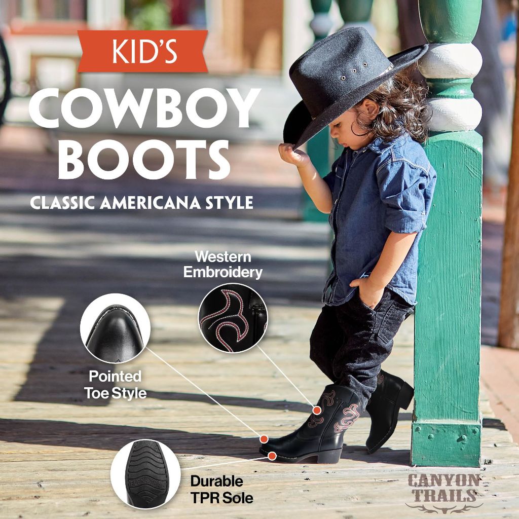 Canyon Trails Premium Kids Cowboy Boots - (Brown) size 5M