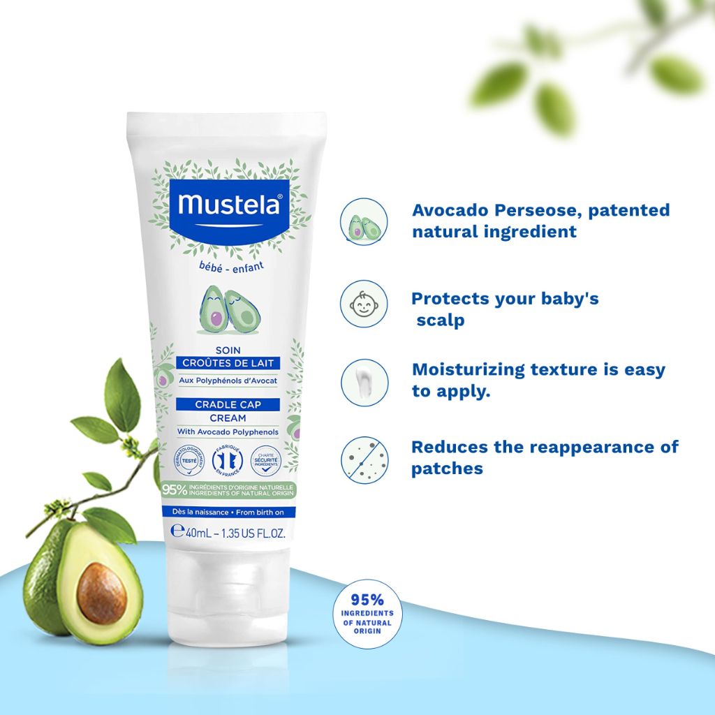 Mustela Cradle Cap Cream Fragrance-Free Baby Moisturizer for Seborrheic Dermatitis- 1.35 fl. oz.