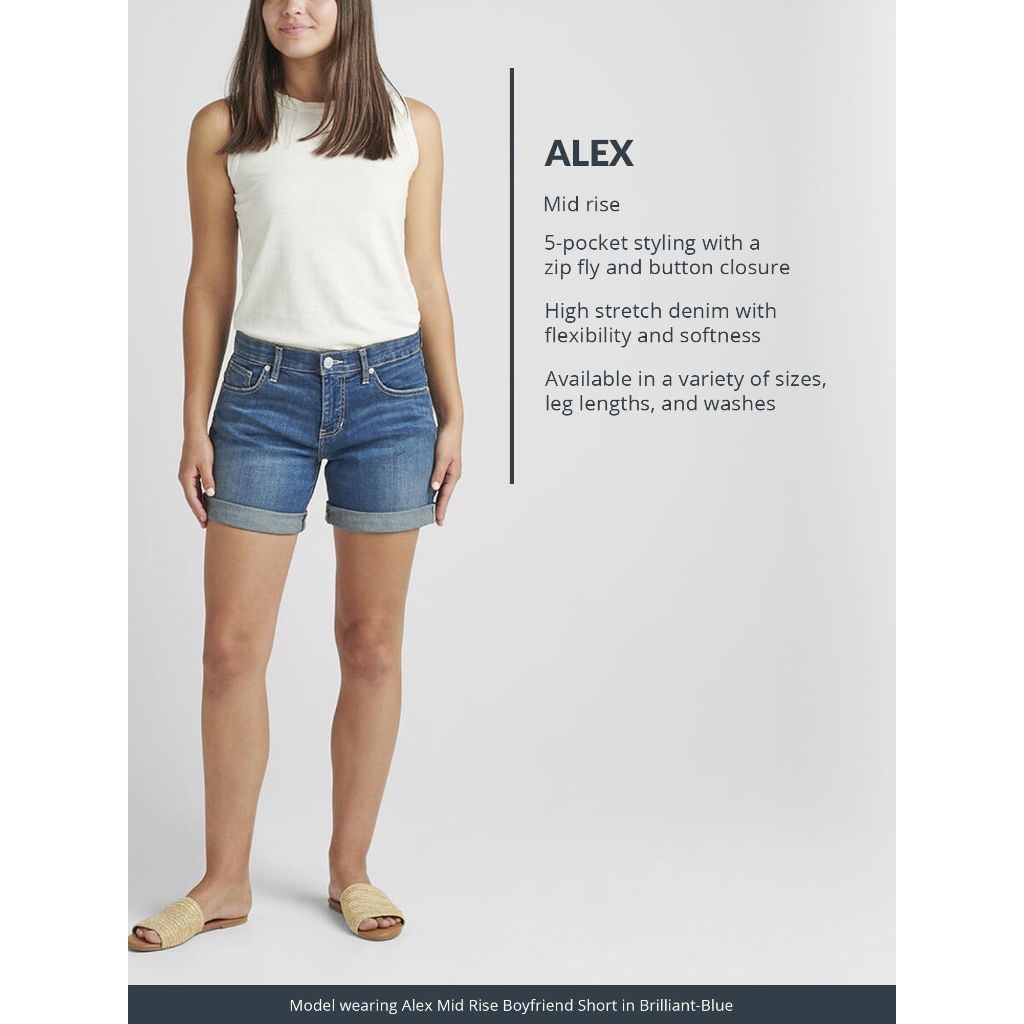 JAG Women's Alex Mid Rise Boyfriend Denim Shorts - Resort Blue, Size 12
