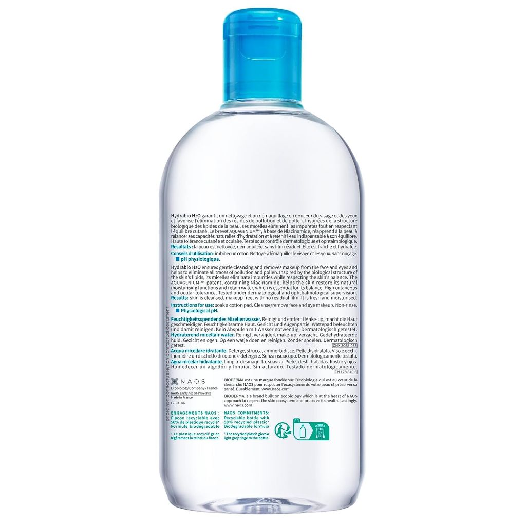 Bioderma Hydrabio H2O Micellar Water for Dehydrated Sensitive Skin - 16.9 fl. oz.