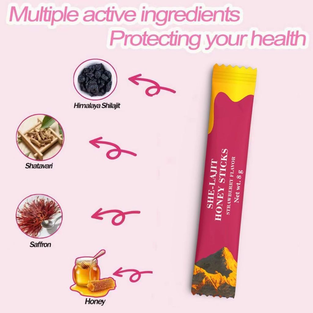 Shilajit Women's Honey Stick, Strawberry -30 units