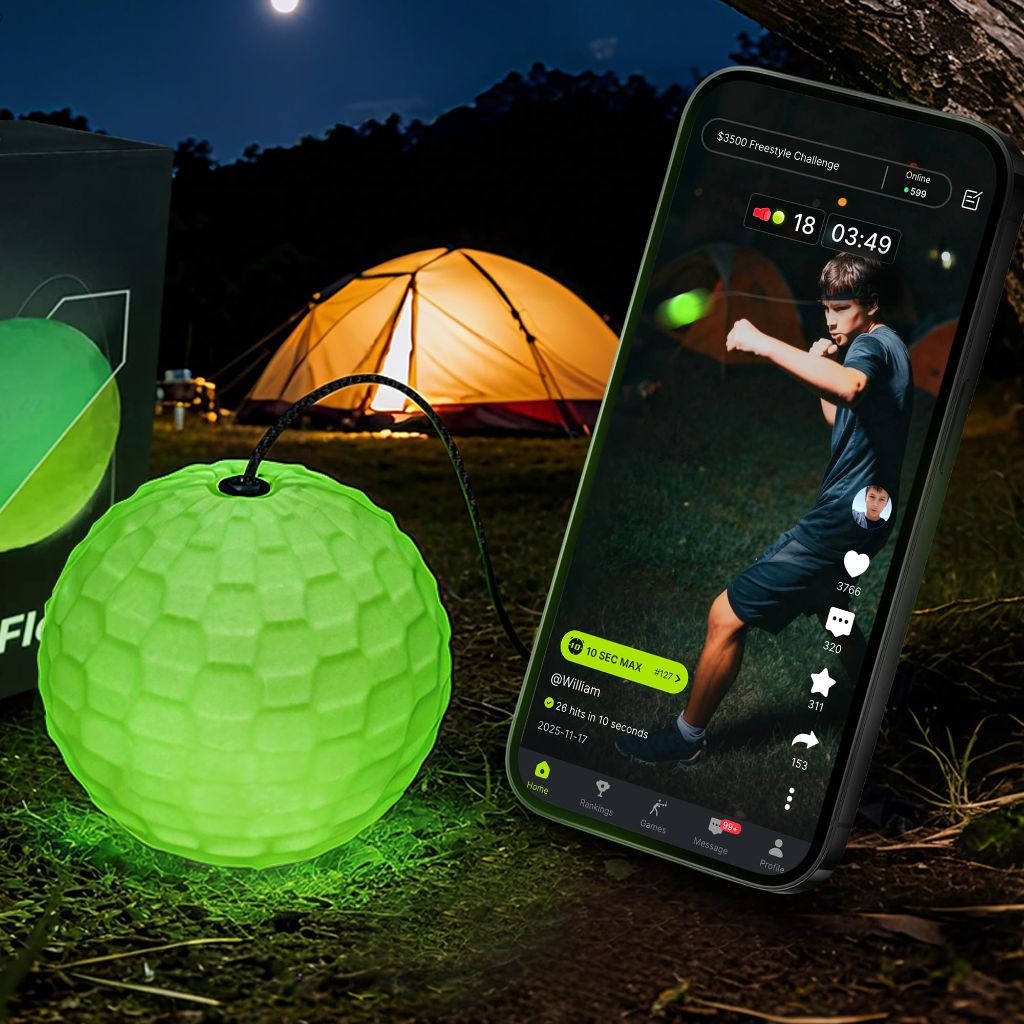GlowFlex Reflex Ball with Counter App, Glow-in-the-Dark