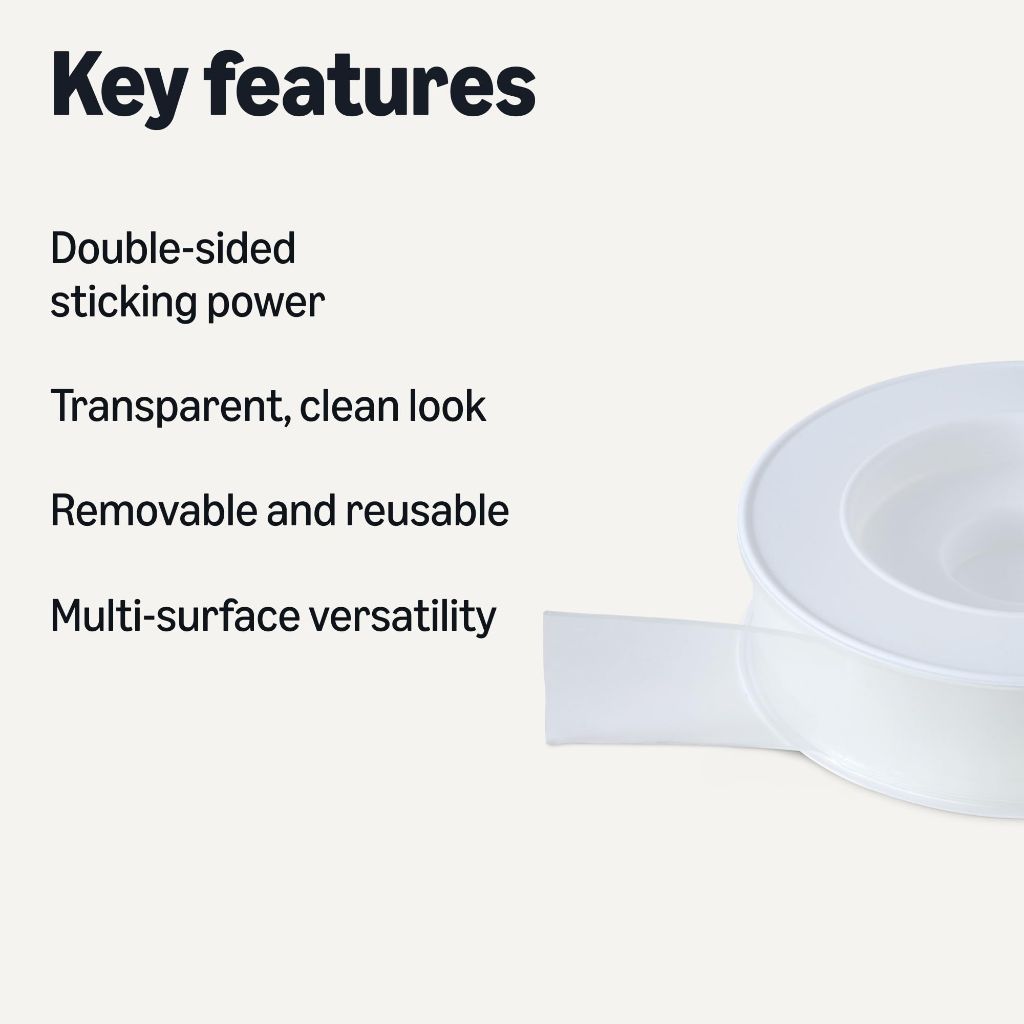 Amazon Basics Double-Sided Heavy Duty Adhesive Clear Mounting Tape - 1.18" W x 9.8ft. L