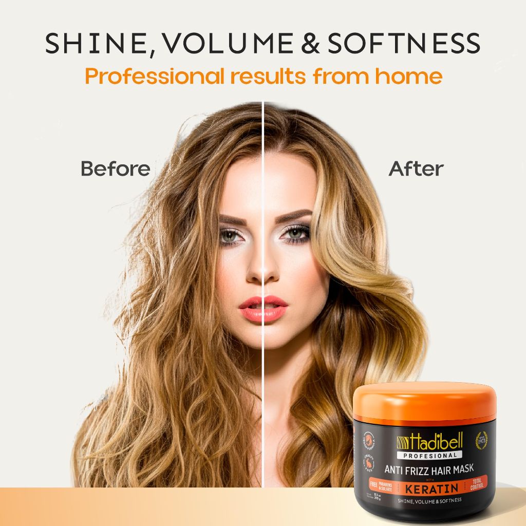Hadibell Professional Anti-Frizz Hair Mask with Keratin - 13.1 oz.