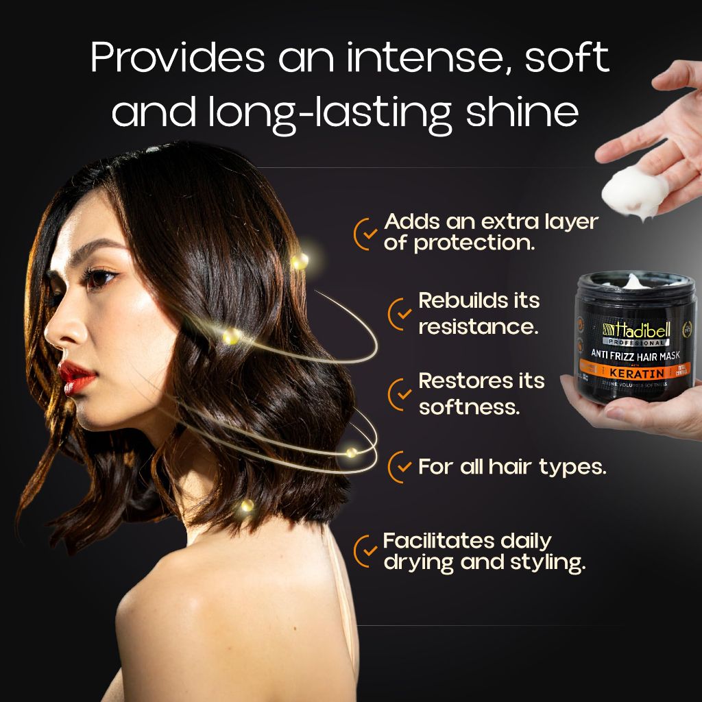 Hadibell Professional Anti-Frizz Hair Mask with Keratin - 13.1 oz.