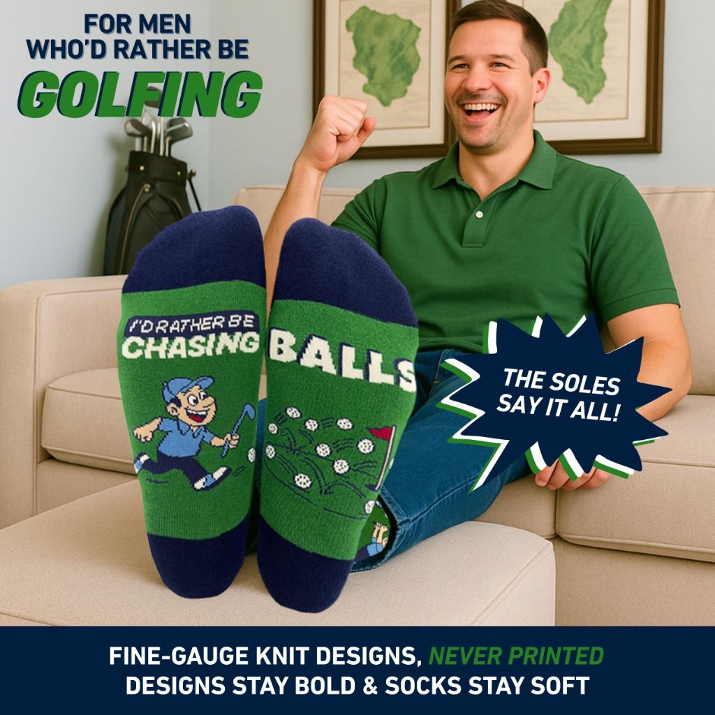 I'D RATHER BE CHASING Funny Socks - Golf (One Size)