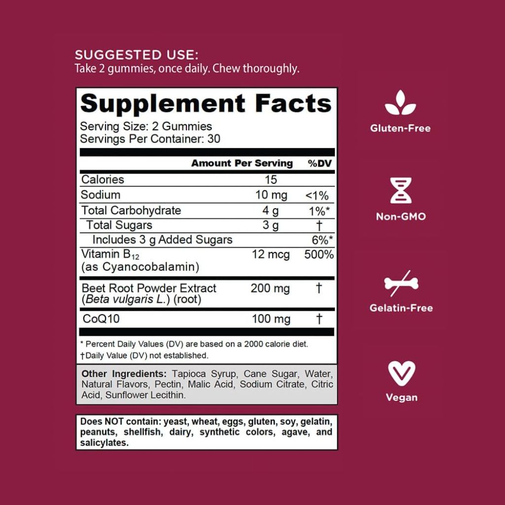 Goli Beets Cardio Gummies with CoQ10 and Vitamin B12 - 60ct.