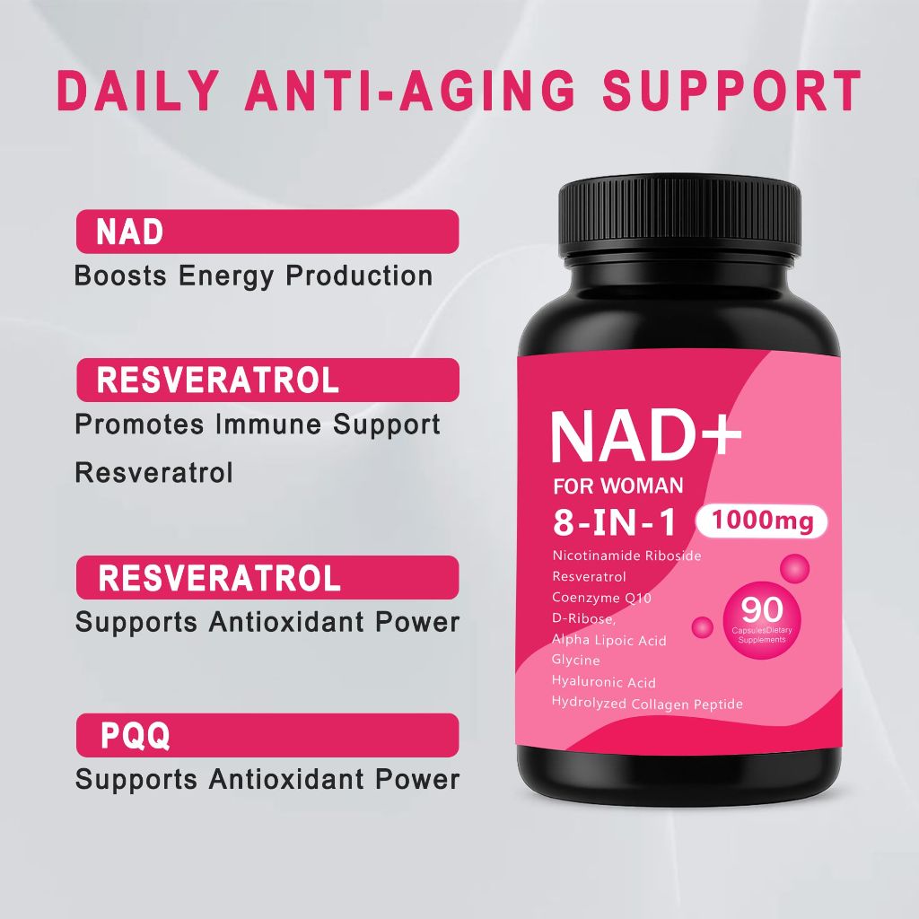 NAD+ for Women with Nicotinamide Riboside & Resveratrol & CoQ10 - 90 Capsules