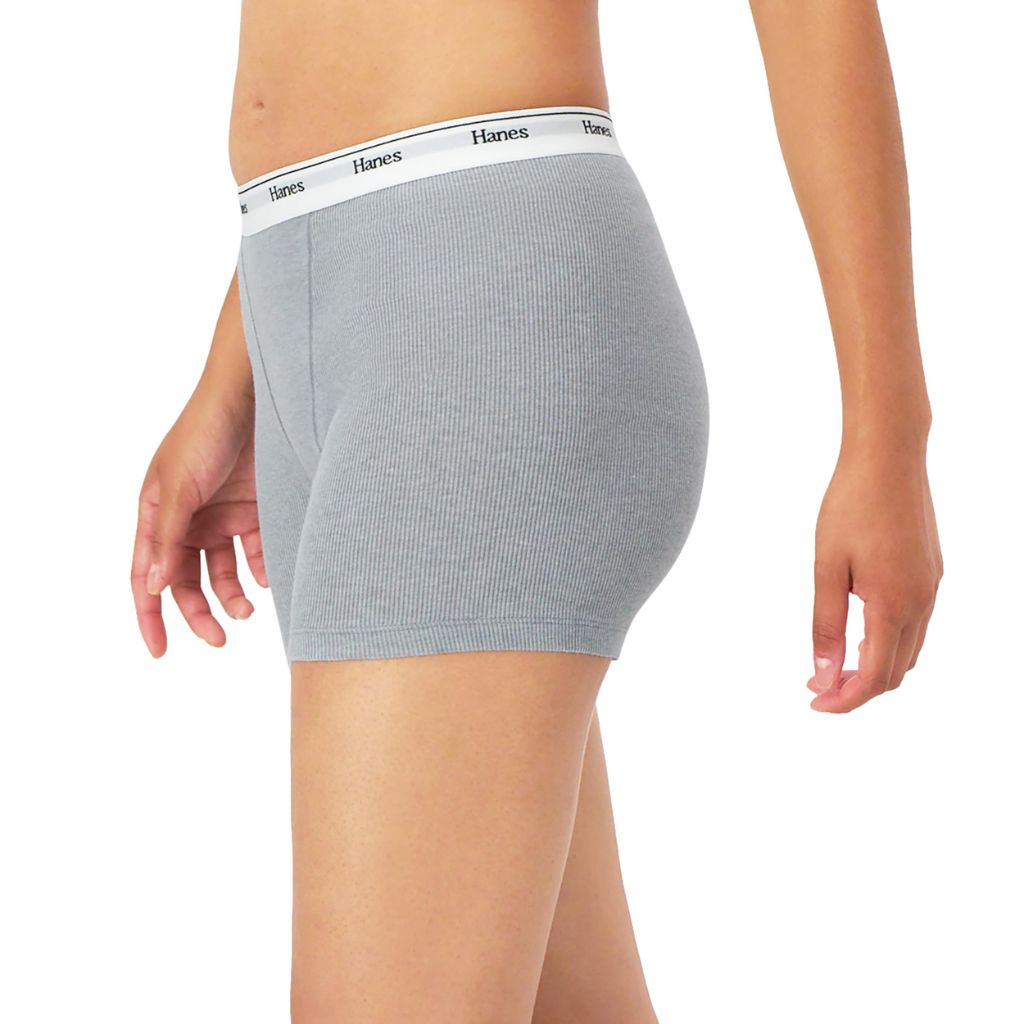 Hanes Originals Women's Cotton Stretch Cotton Mid-Thigh Boxer Brief - Assorted Colors, Size 6/M (4 Pack)