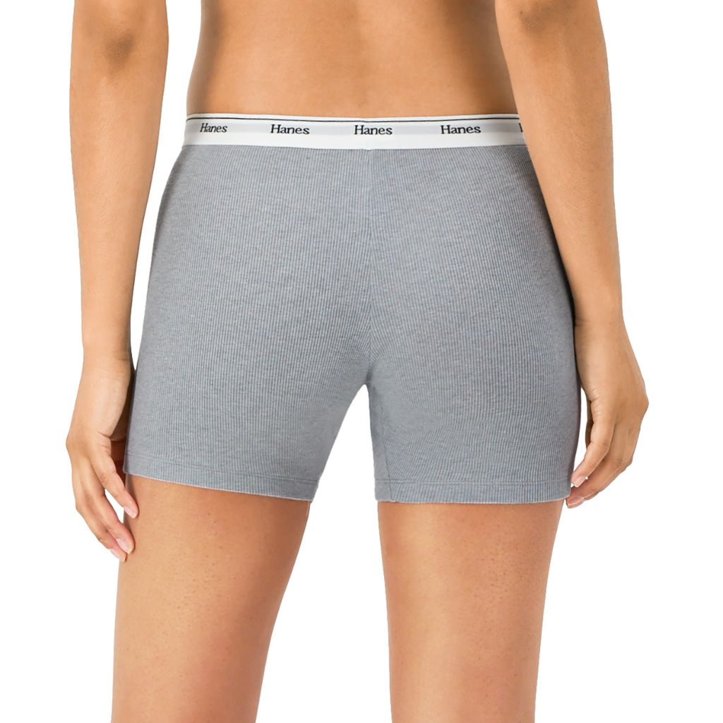 Hanes Originals Women's Cotton Stretch Cotton Mid-Thigh Boxer Brief - Assorted Colors, Size 6/M (4 Pack)