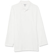 Izod Boys' School Uniform Adaptive Long Sleeve Pique Polo with Velcro Closure, White, 8