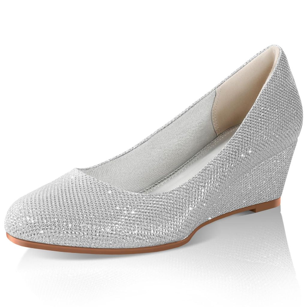 Ankis Silver  Low Heel Wedges for Women, size 9.5