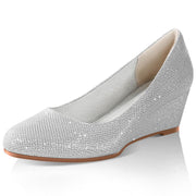 Ankis Silver  Low Heel Wedges for Women, size 9.5