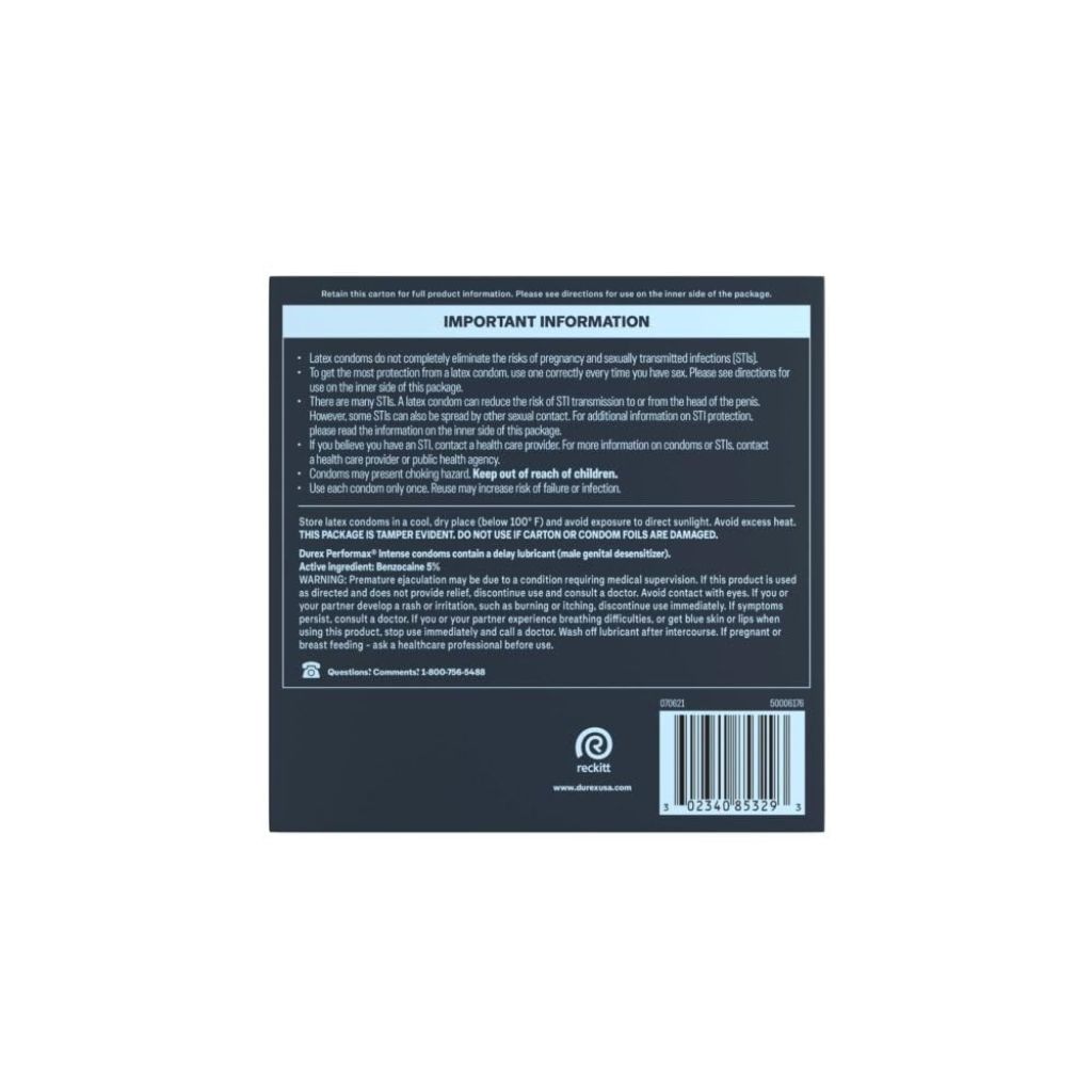Durex Performax Intense Ribbed & Dotted with Delay Lubricant Premium Condom (24 Count)