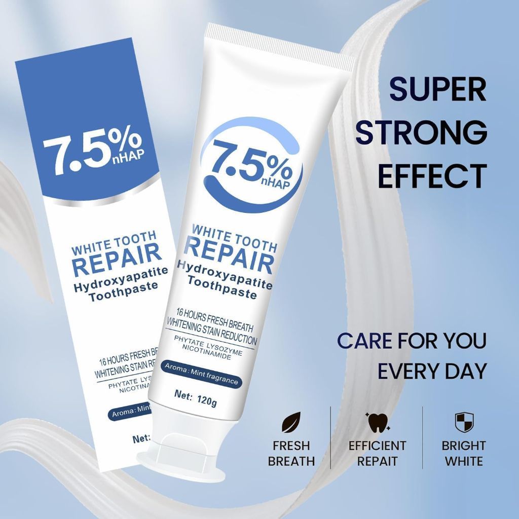 7.5% Hydroxyapatite Toothpastes for Enamel Protection and Tooth Strengthening - Mint, 2 Pack