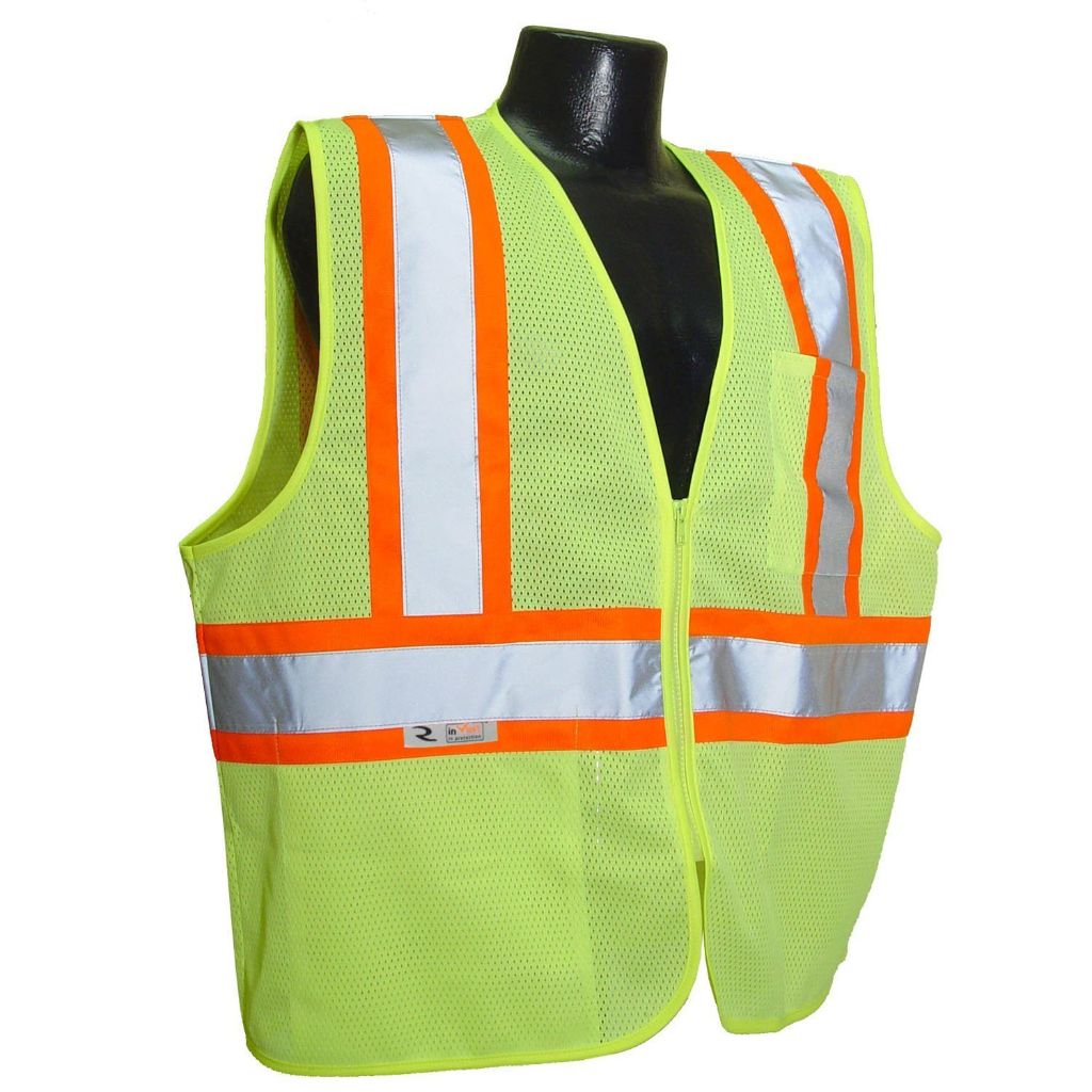 Radians SV22-2ZGM-2X Polyester Mesh Economy Class 2 High Visibility Zipper Closure Vest - Green, Size 2XL