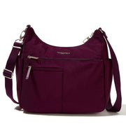 Baggallini Securtex Anti-Theft Free Time Crossbody Bag - Mulberry, (10.5"x9")