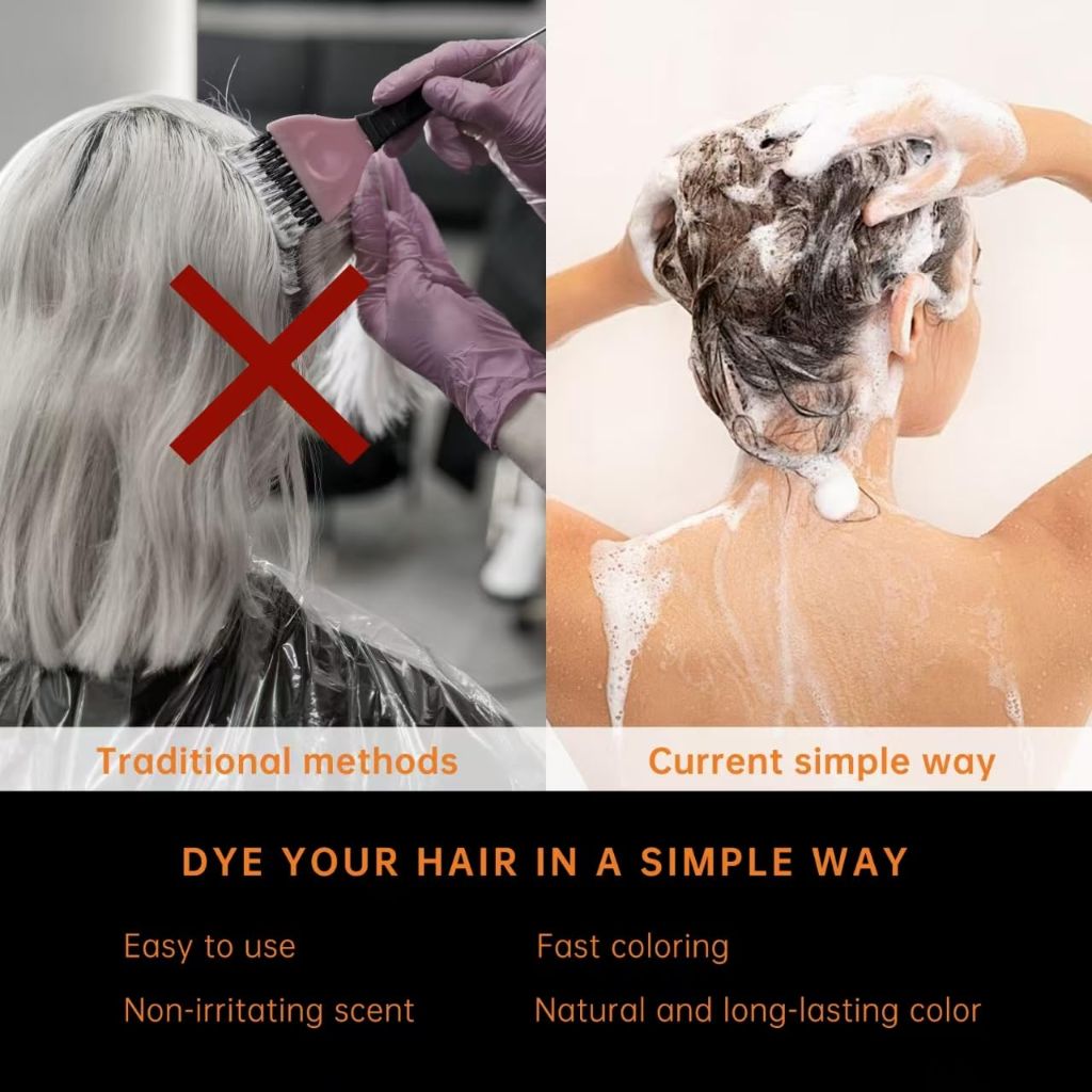 Happy Innocent Hair Color Shampoo for Gray Hair-Black Hair Dye Shampoo