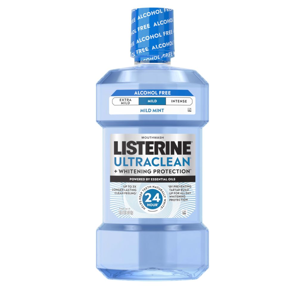 Listerine Ultraclean Alcohol-Free Mild Mouthwash + Whitening Protection, Fresh Breath. Mild Arctic Mint Flavor, 1L