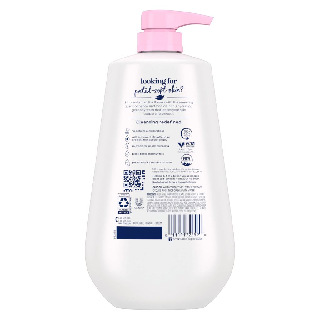 Dove Renew Body Wash with Pump - Peony & Rose Oil, 30.6 fl. oz.