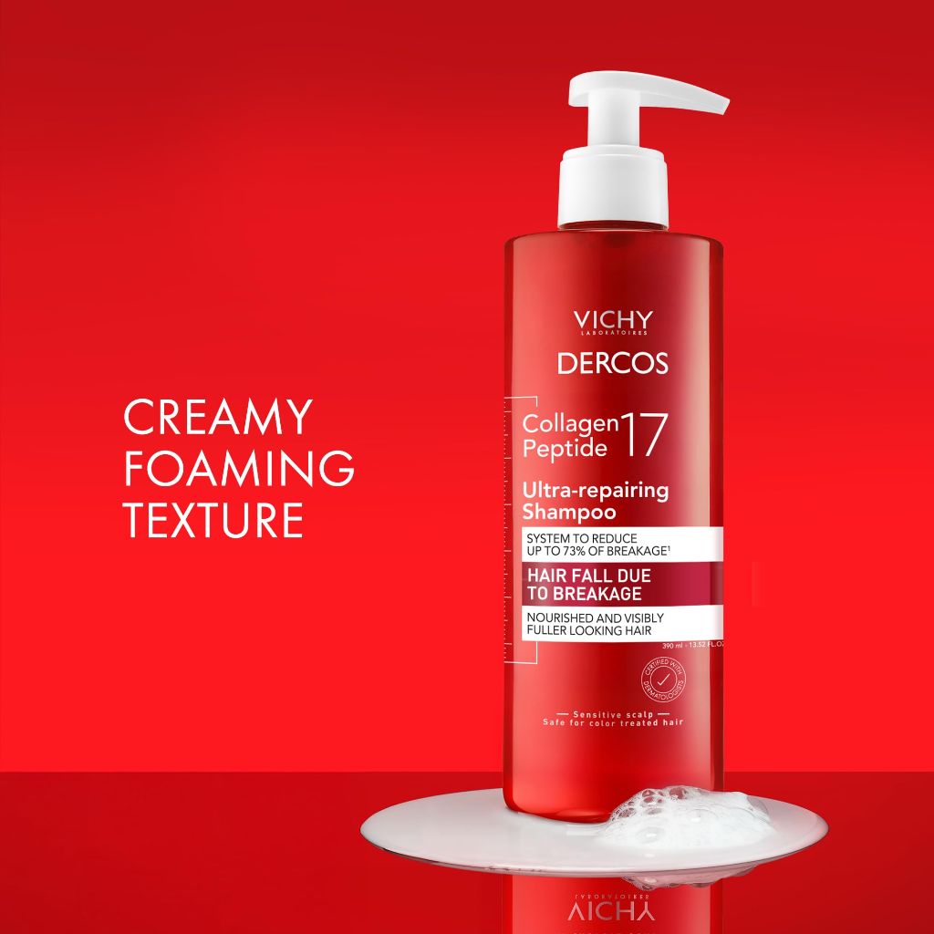 VICHY Dercos Collagen Peptide 17 Ultra-Repairing Shampoo - 13 fl. oz.
