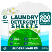 Sudstainables Laundry Detergent Sheets - Fresh Linen, 100 Sheets (Up to 200 Loads)