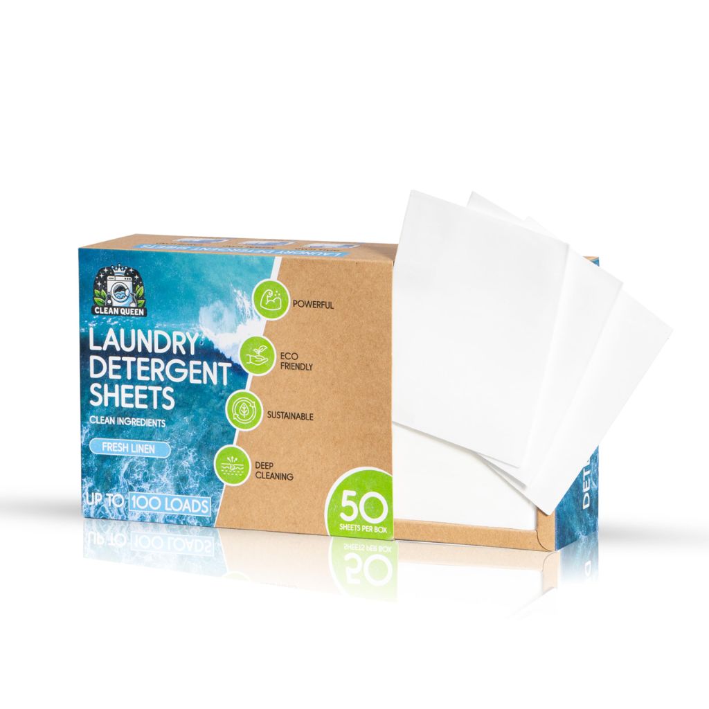 Clean Queen Laundry Detergent Sheets for Up to 100 Loads - Fresh Linen, 50 Concentrated Detergent Sheets
