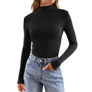 Tankaneo Women's Mock Turtle Neck Long Sleeve Thermal Shirt - Black, Large