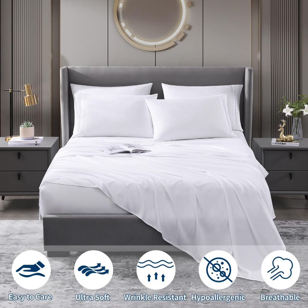 DAYIH Deep Pocket King Sheets - Cooling King Size Sheets Set 6 Pieces